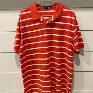 Polo by Ralph Lauren Coral with White Stripes and Blue Horse Size XL